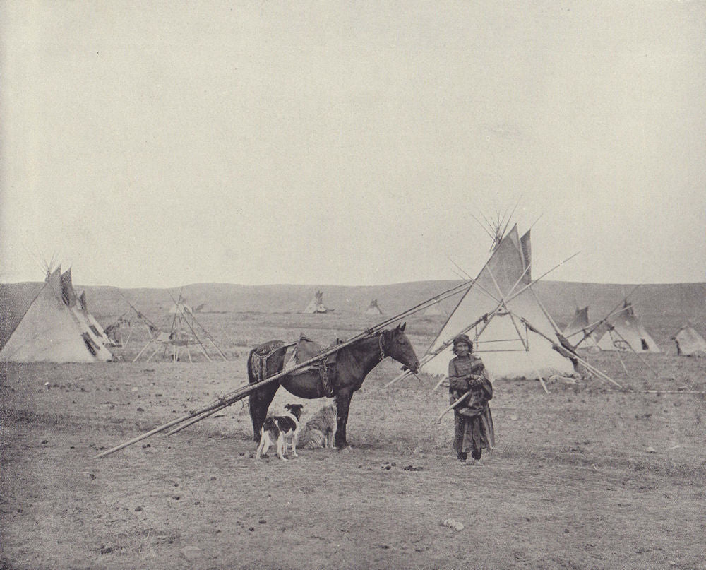 A Native American (Comanche?) Indian camp. Texas. STODDARD 1895 old print
